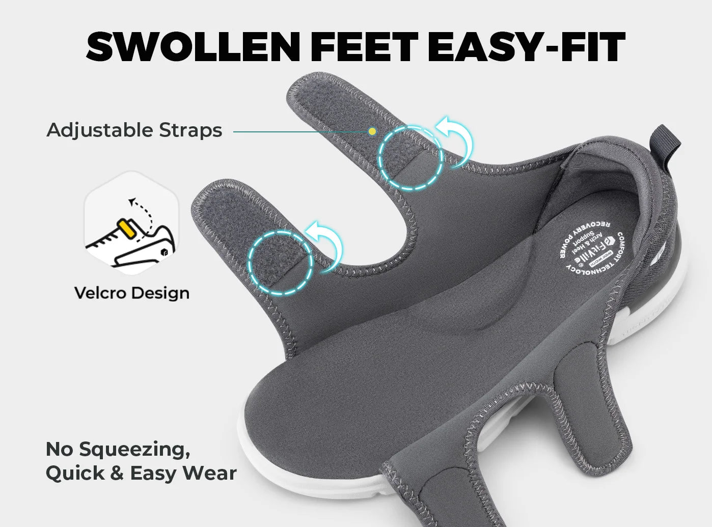Fittington Men‘s Diabetic Sandals Wide Diabetic Shoes for Men Beathable Beach Sandal with Arch Support Foot Pain Relief Plantar