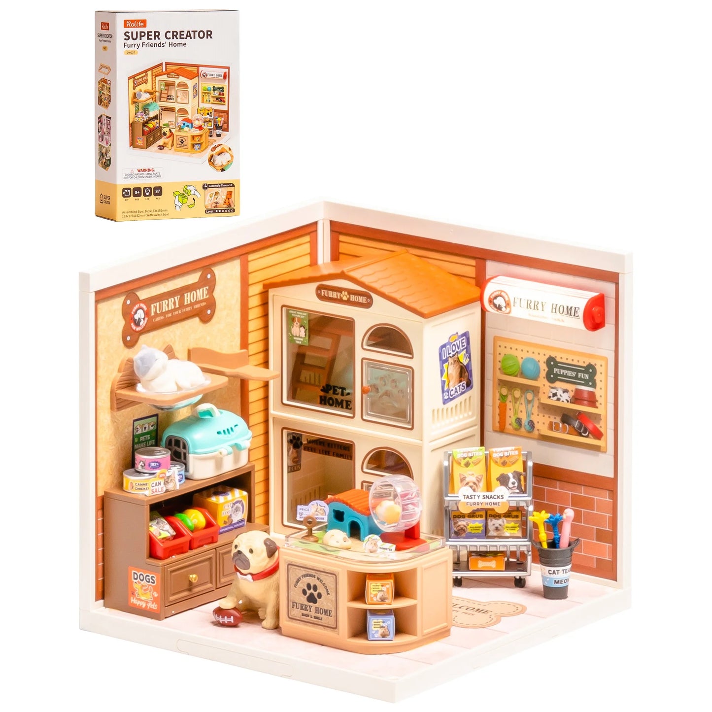 Rolife Dollhouse 3D Puzzle Super Creator Serious DIY Miniature House Kit with LED Light for Home Decor Birthday Gift for Girls Teens(DW026/27/28)