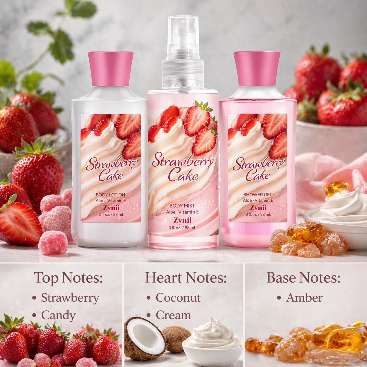 Mother’s Day Gift Set – Travel Bath & Body Kit (88ml Shower Gel, 88ml Body Lotion, 88ml Body Mist) Luxurious Foam, Fresh Deodori