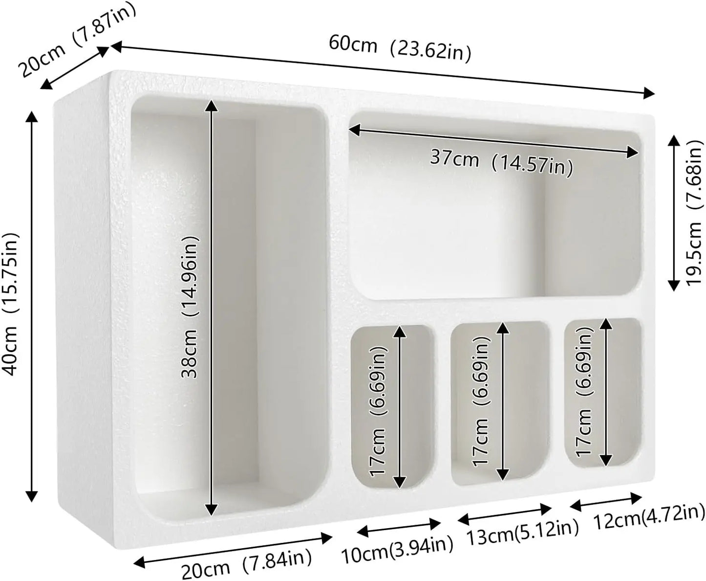 Bymaocar Wall Mounted Storage Cabinet Floating Shelf With 5 Compartments
