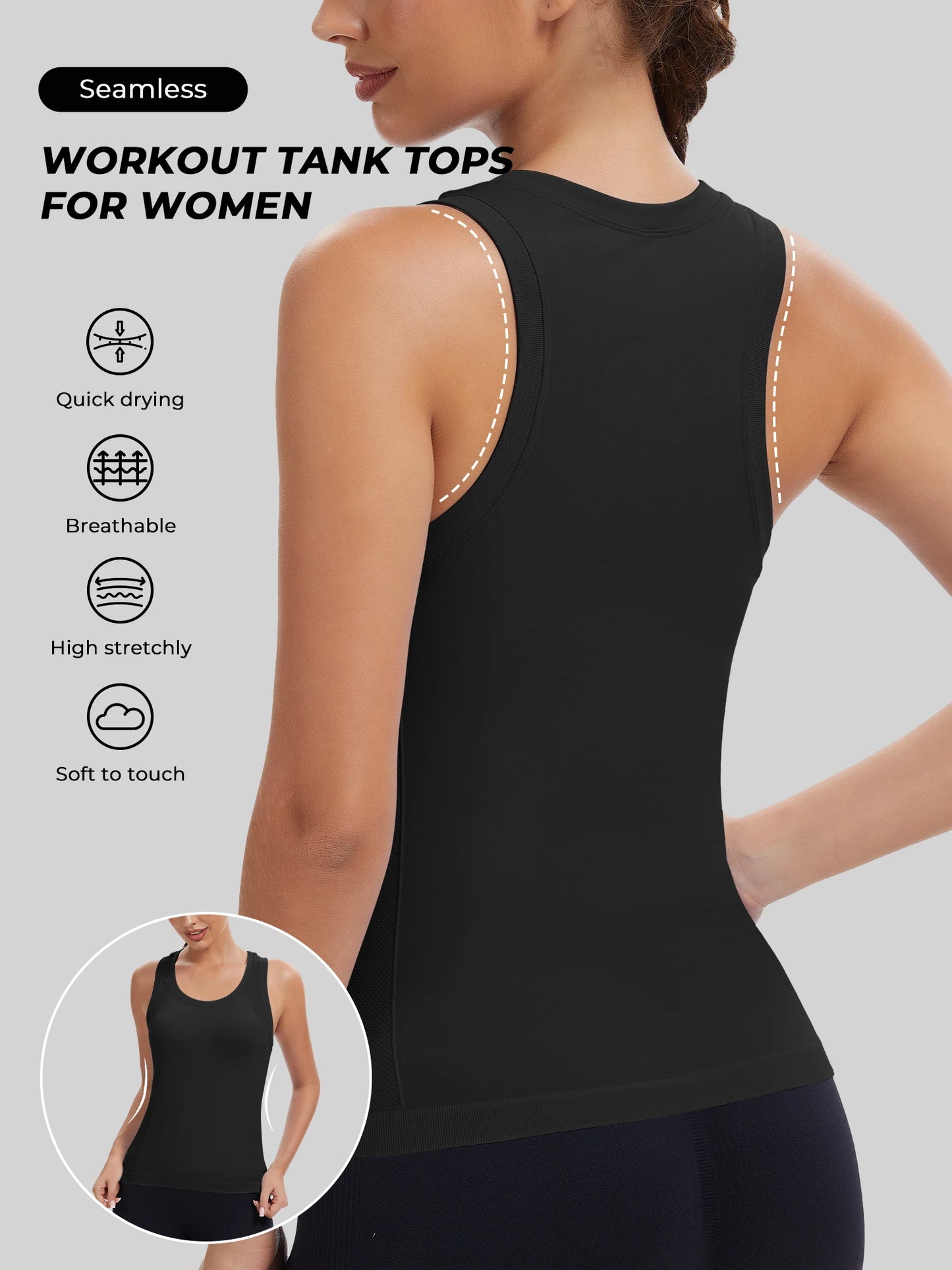 Women's Racerback Seamless Workout Tank Top Yoga Running Gym