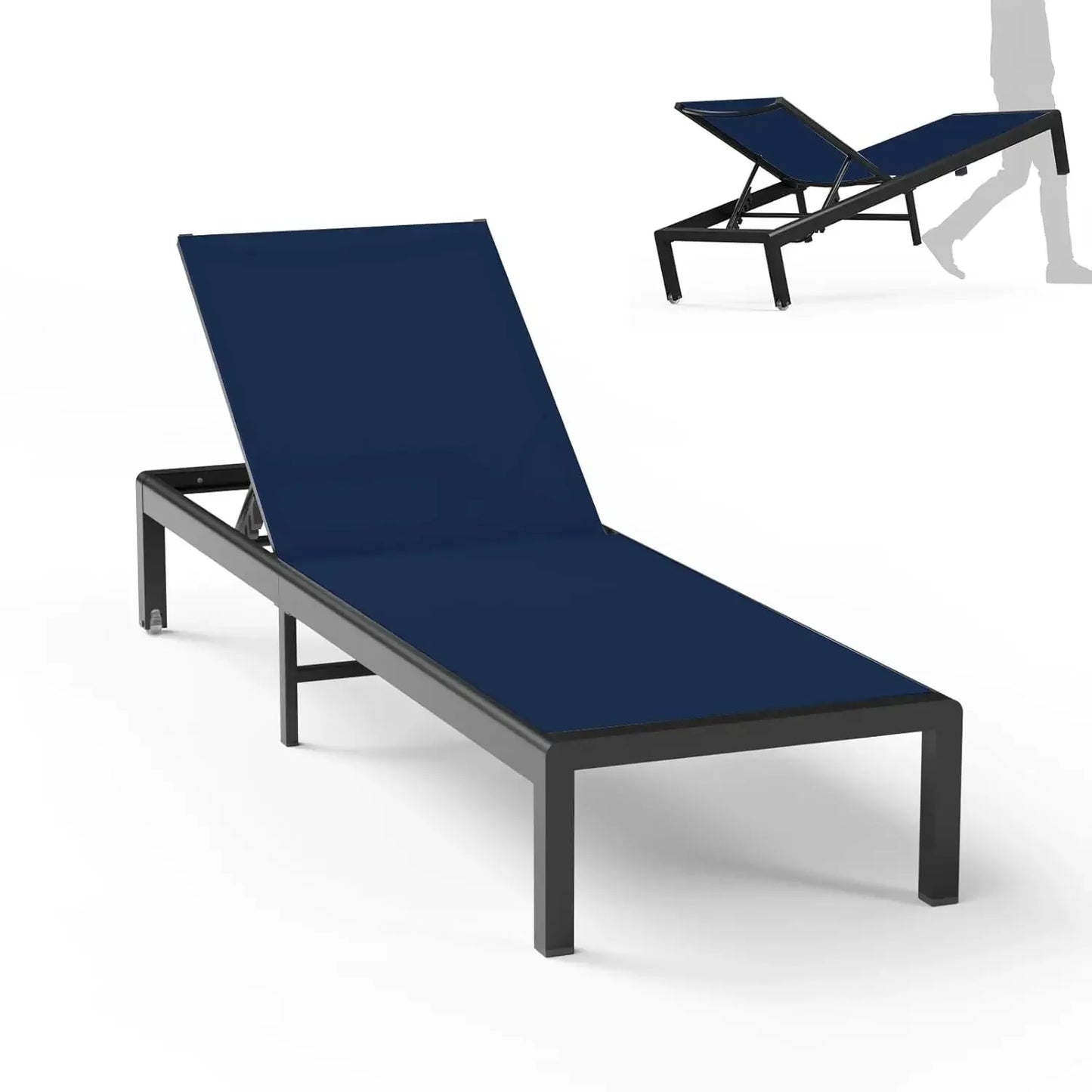 2 Sets Outdoor Aluminum Chaise Lounge Chairs Patio Metal Deck Furniture 5-Position Adjustable Poolside Lounger, Customized