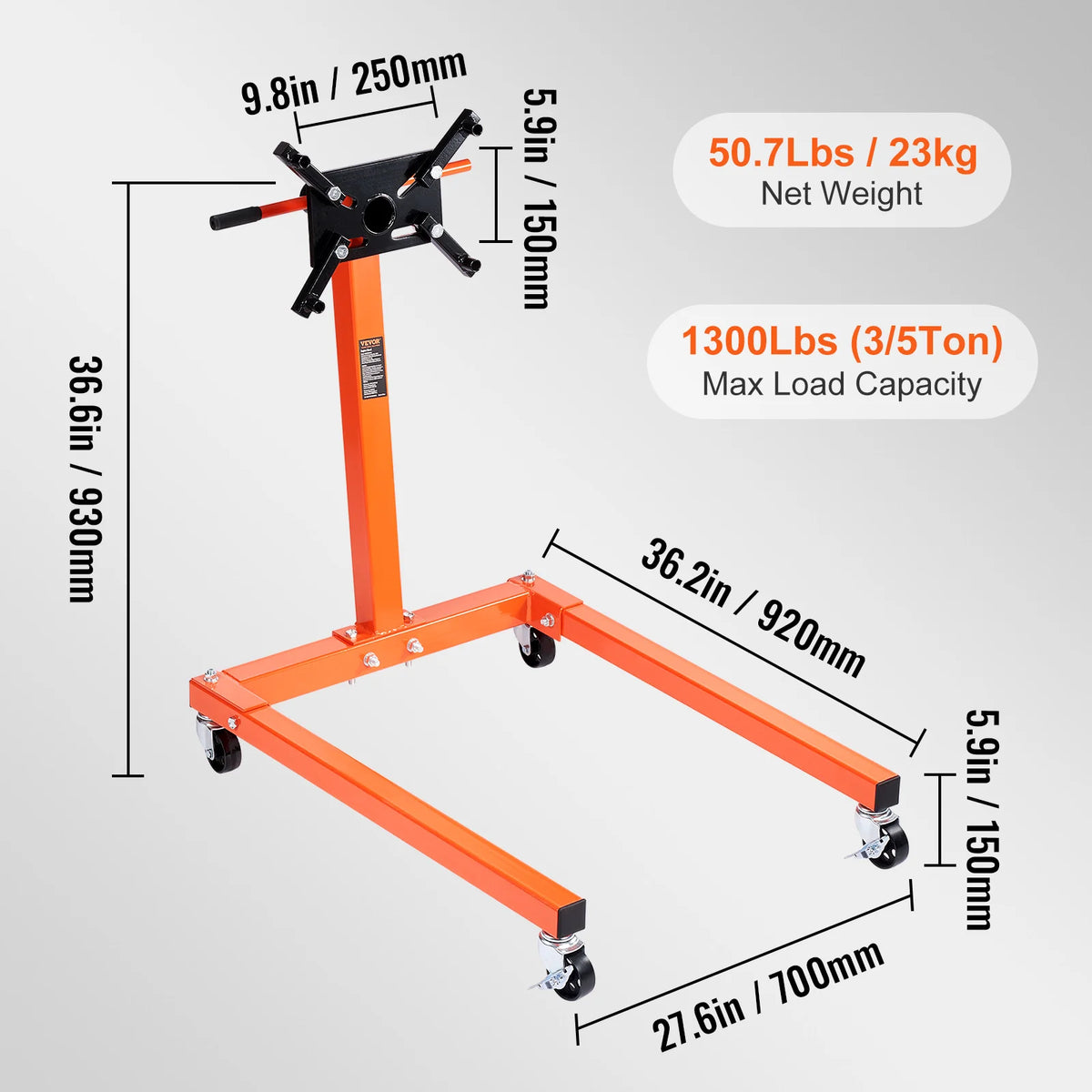 Rotating Engine Stand with Adjustable Head and 360 Degree Rotation