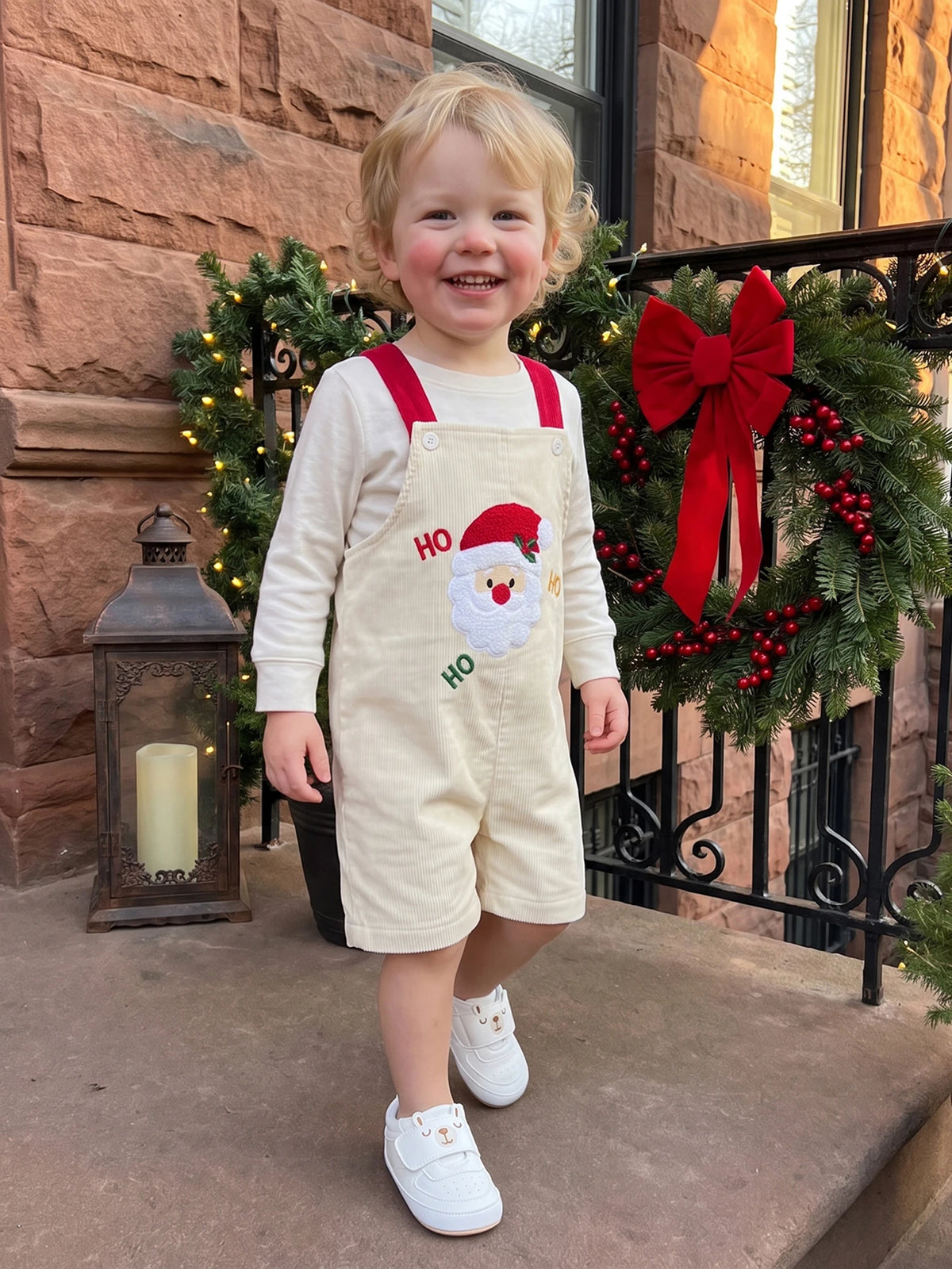 Embroidery Santa Boys Overall Shorts Girls-Boys Embroidery-Santa-Claus Girls Boys Overall Christmas Girls Boys Claus Embroidery