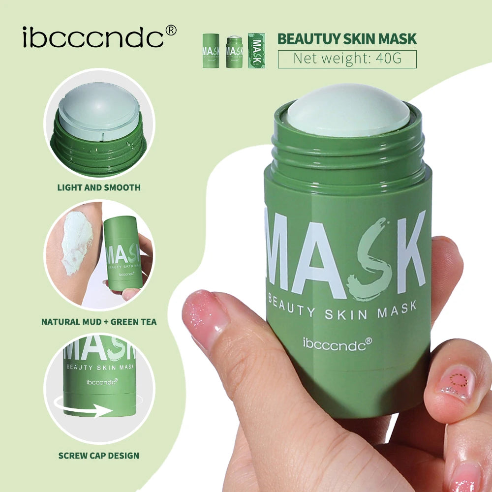 40g Green Tea Cleansing Mask Stick Oil Control Refreshing Facial Skin Care Mud Mask Remover Blackheads Portable Daily Smear Skin Cleanserle Daily Smear Skin Cleanser