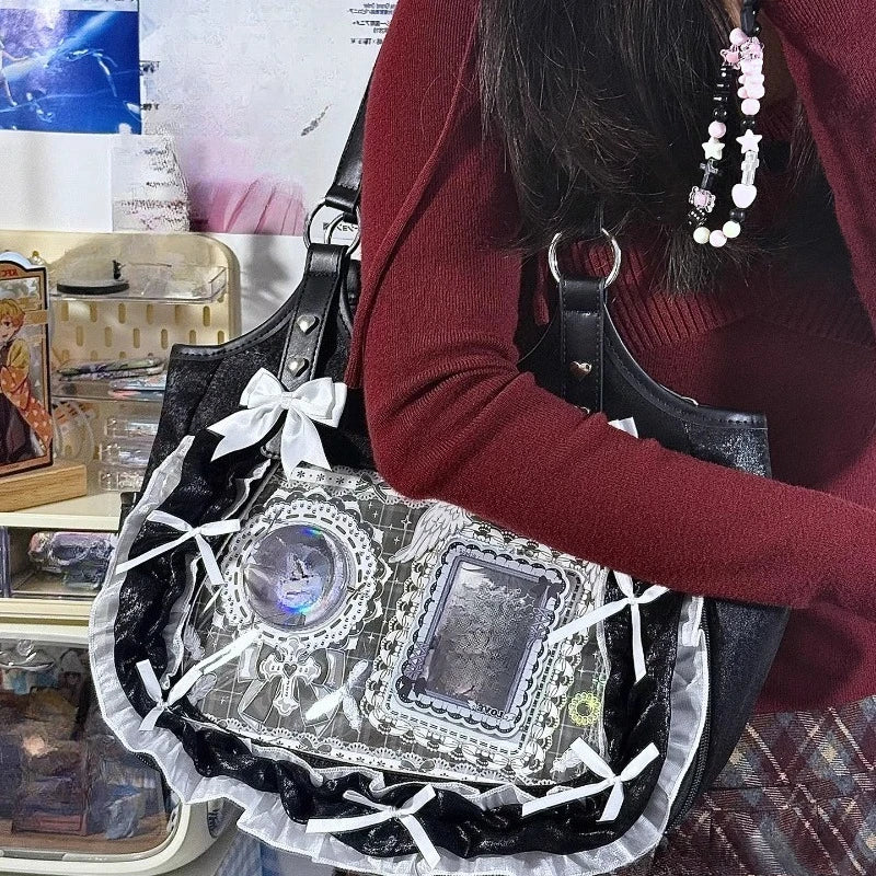 KUROYABU Luxury Ruffled Lolita Shoulder Bag With Lace Details