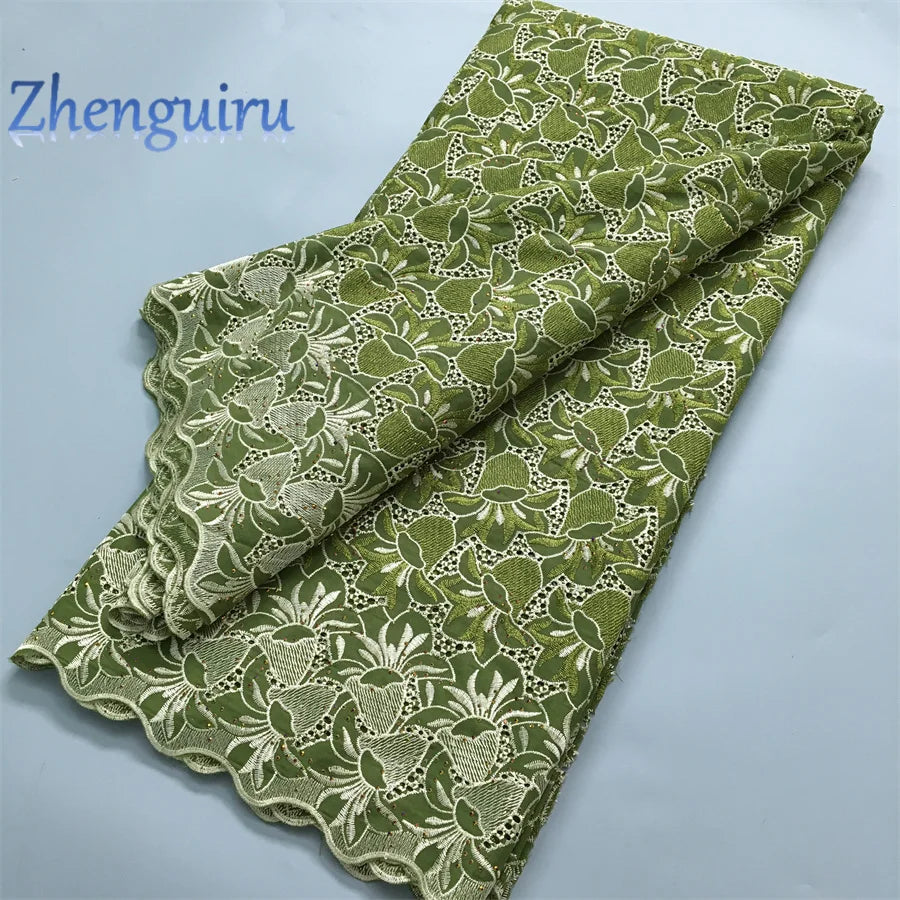 African Lace Fabric Swiss Voile Cotton Embroidered Nigerian Lace 5 Yards