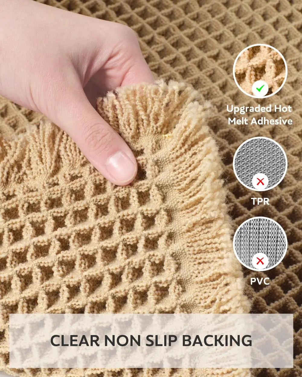 Waffle Bath Mat Boho Non Slip Washable Absorbent Quick Dry