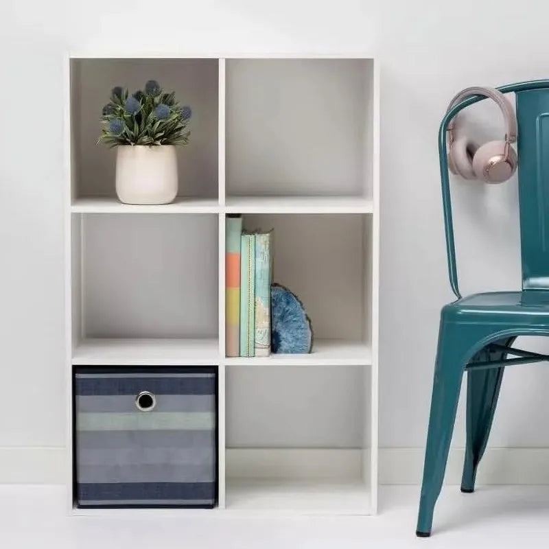 PGY Six Cube Wooden Organizer Shelf Bookcase Storage