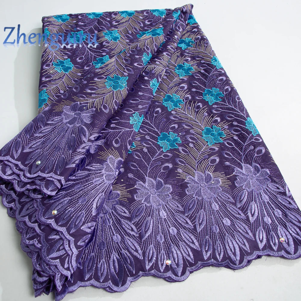 African Lace Fabric Swiss Voile Cotton Embroidered Nigerian Lace 5 Yards