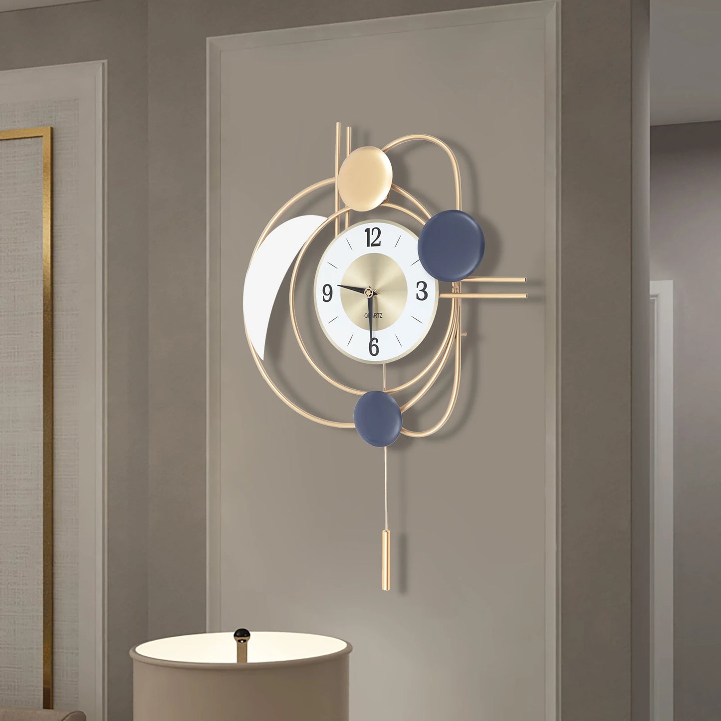 Wall Clock Indoor 3D Decorative Wall Clock Quartz Movement Clock Battery Powered Wall-mounted Clock