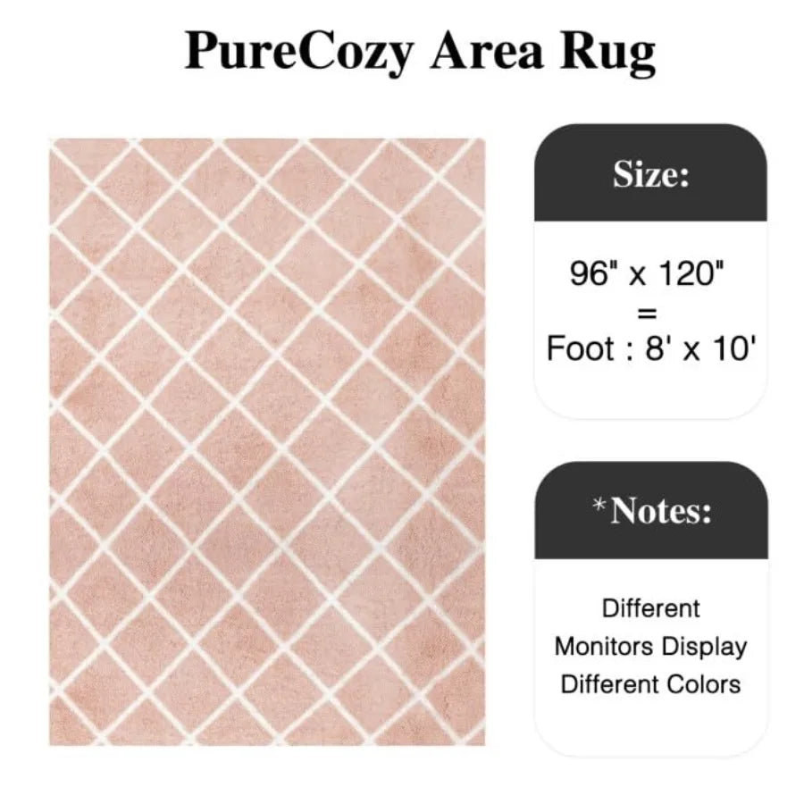 Checkered Fleece Rug For Living Room Non Slip Bedroom Carpet