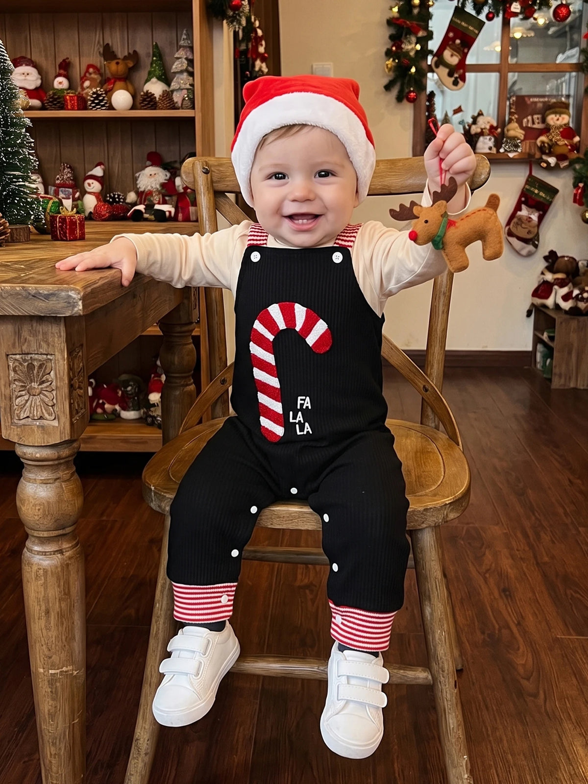 With Candy Overalls Hat Romper With Outfit Long Boy Long Sleeve Christmas Baby Compact With Candy Overalls Hat