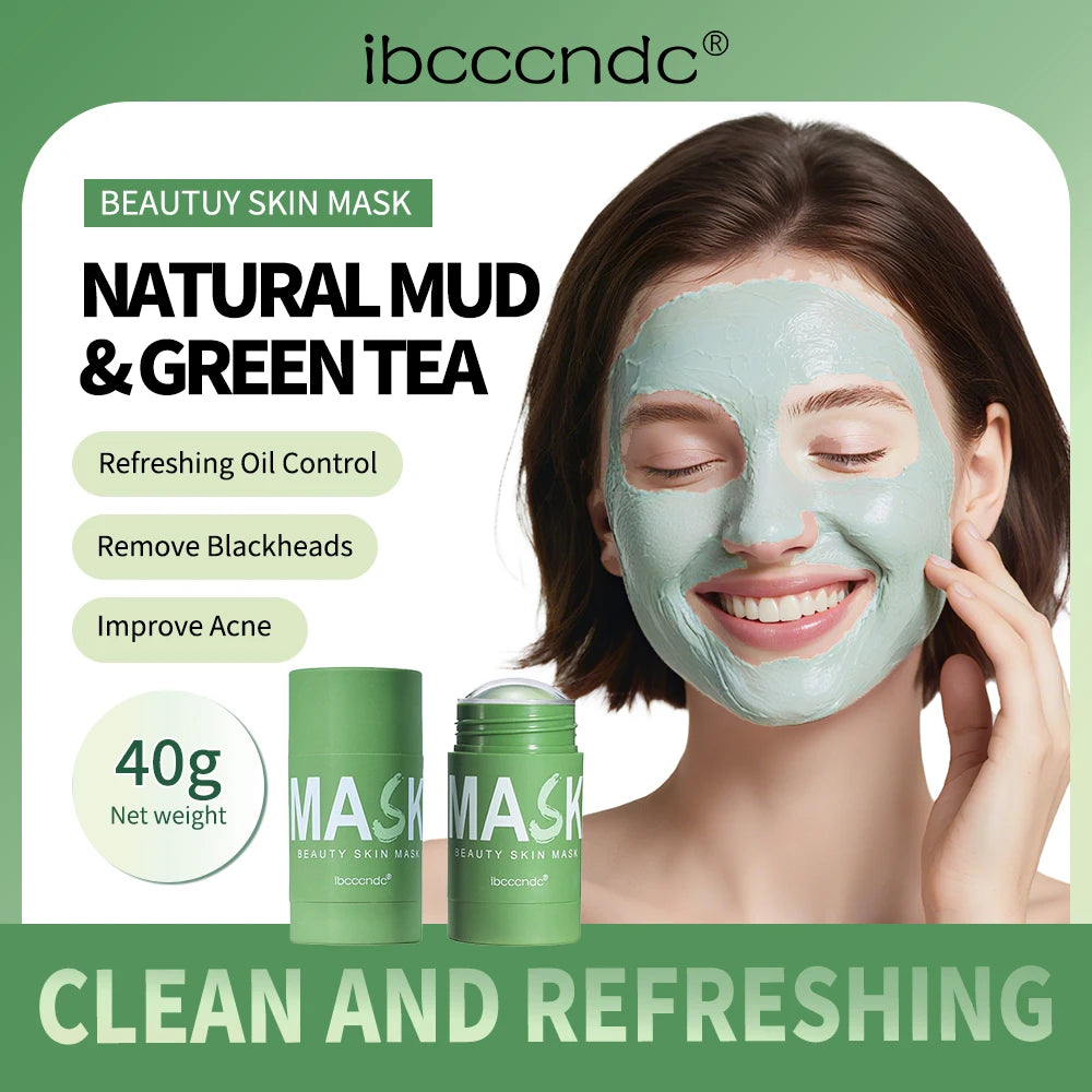40g Green Tea Cleansing Mask Stick Oil Control Refreshing Facial Skin Care Mud Mask Remover Blackheads Portable Daily Smear Skin Cleanserle Daily Smear Skin Cleanser