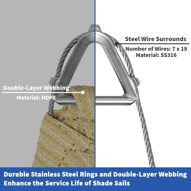 ColourTree Heavy Duty Shade Sail Pro Ring Rectangle