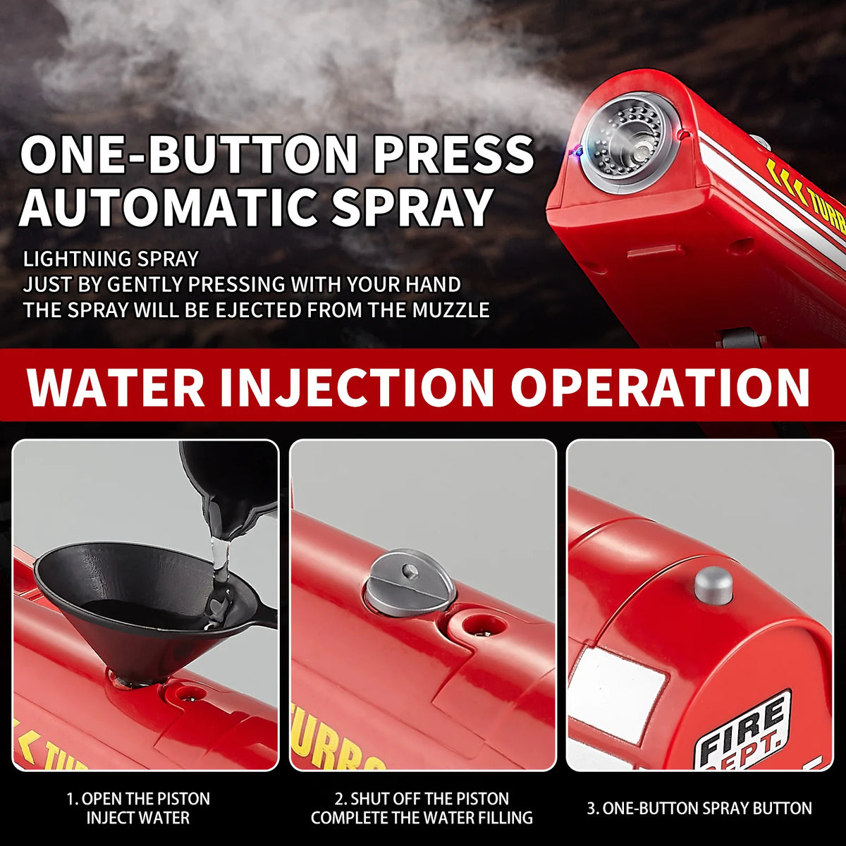 Diecast Fire Truck Toy With Lights Music And Water Spray