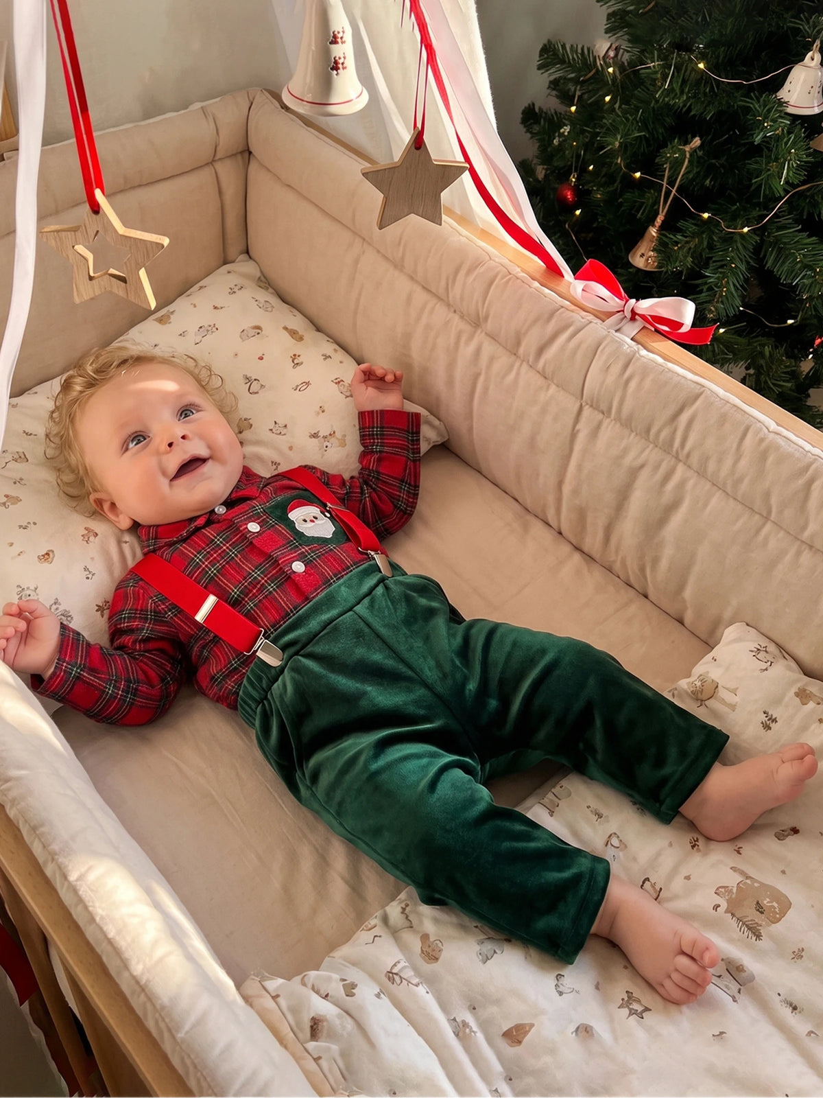 Sleeve Shirt Toddler Boy Christmas Velvet Velvet-Suspender-Pants Long Sleeve Shirt Boy Pants Velvet Premium