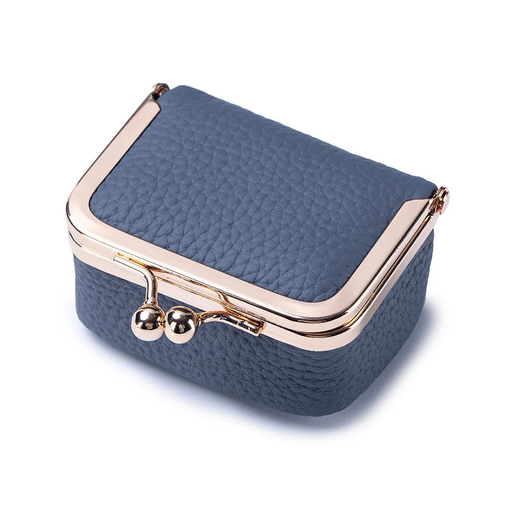 Mini Leather Coin Purse With Gold Clasp For Women Jewelry And Earphone Pouch
