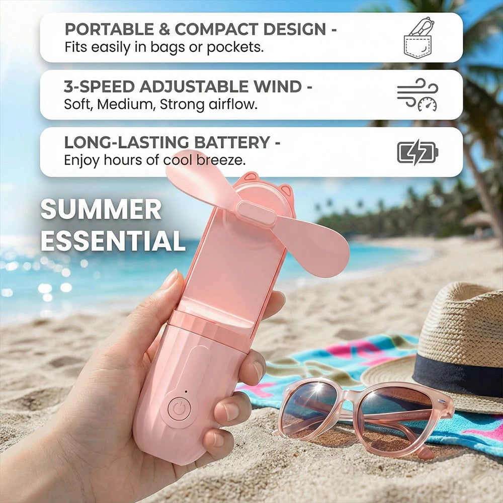 Mini handheld small fan lighting high wind outdoor silent charging fan small compact outdoor travel fan