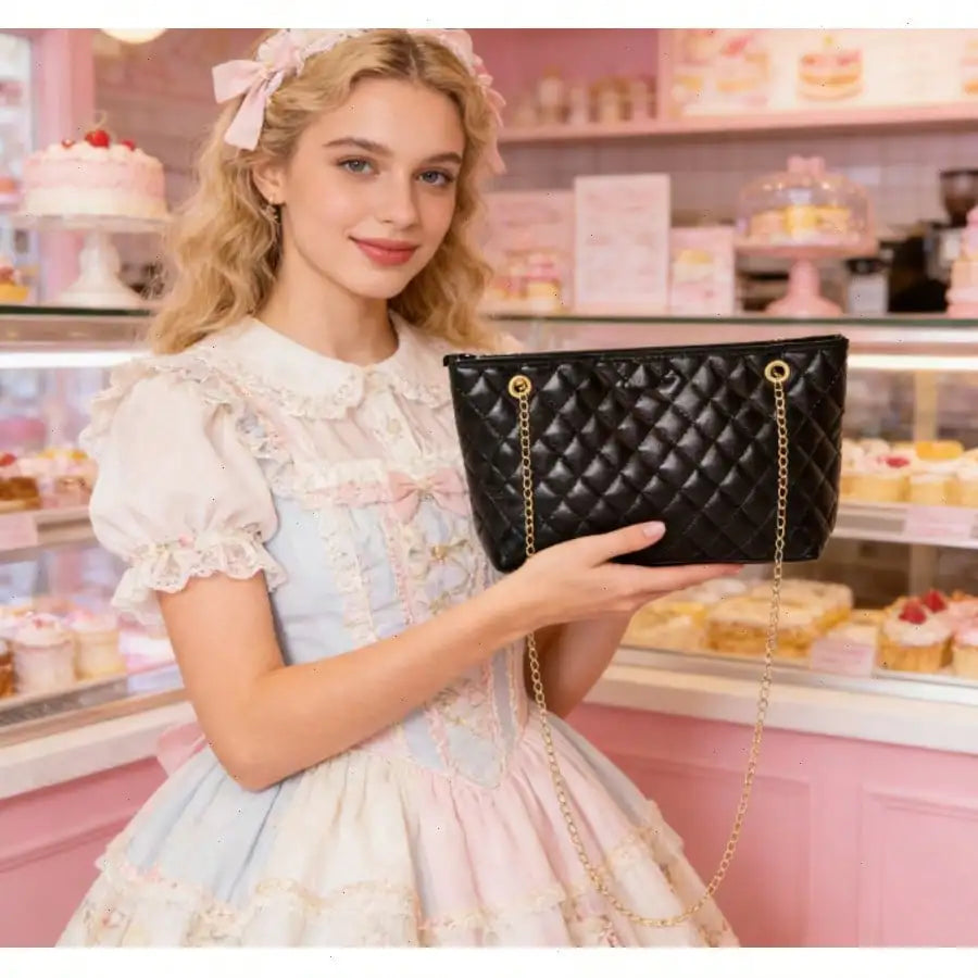 Rhombus Chain PVC Tote Bag For Women Daily Commute