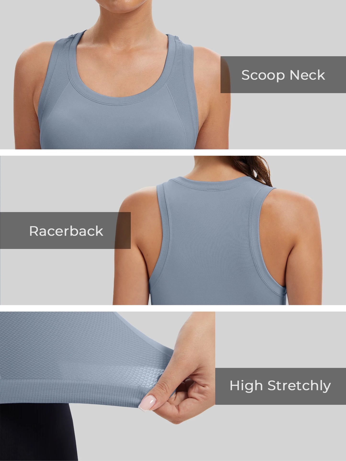 Women's Racerback Seamless Workout Tank Top Yoga Running Gym