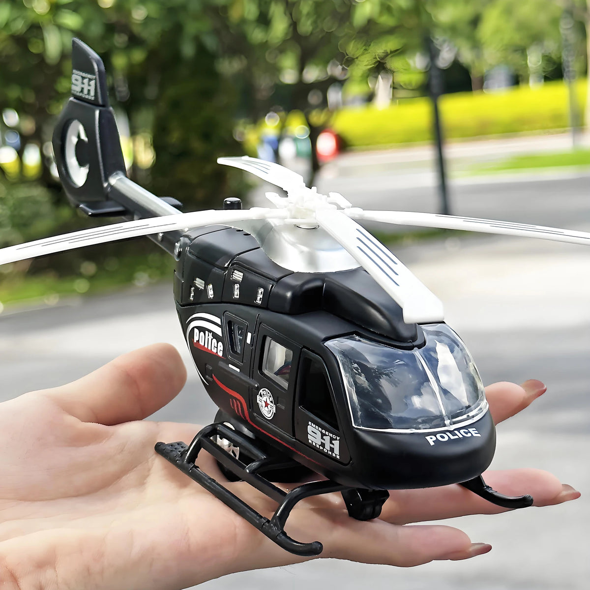 Diecast Military Helicopter Toy with Lights Sound and Rotatable Propeller
