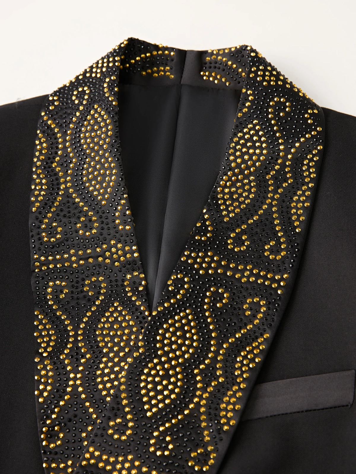 Men's 2‑Piece Tailored Paisley Rhinestone Tuxedo Suit Set‑ Slim Fit Shawl Lapel Long‑Sleeve Suit Jacket & Pants, Formal Outfit for Weddings & Parties