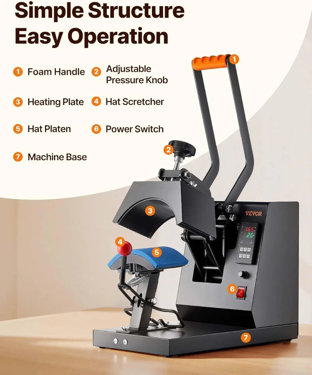 4in1 Hat Heat Press Machine With Curved Teflon Plate