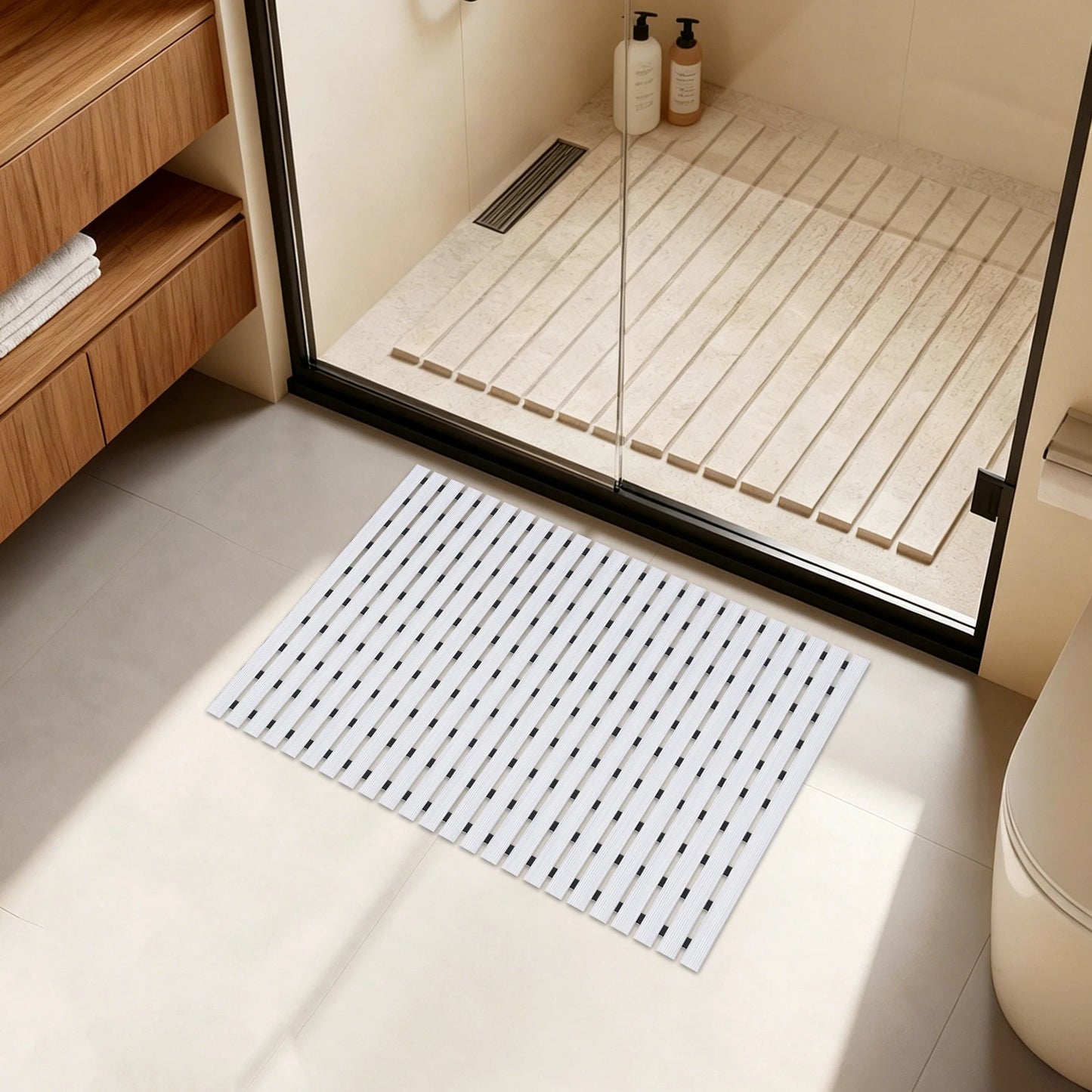 Premium Non Slip PVC Rubber Shower Mat With Textured Design