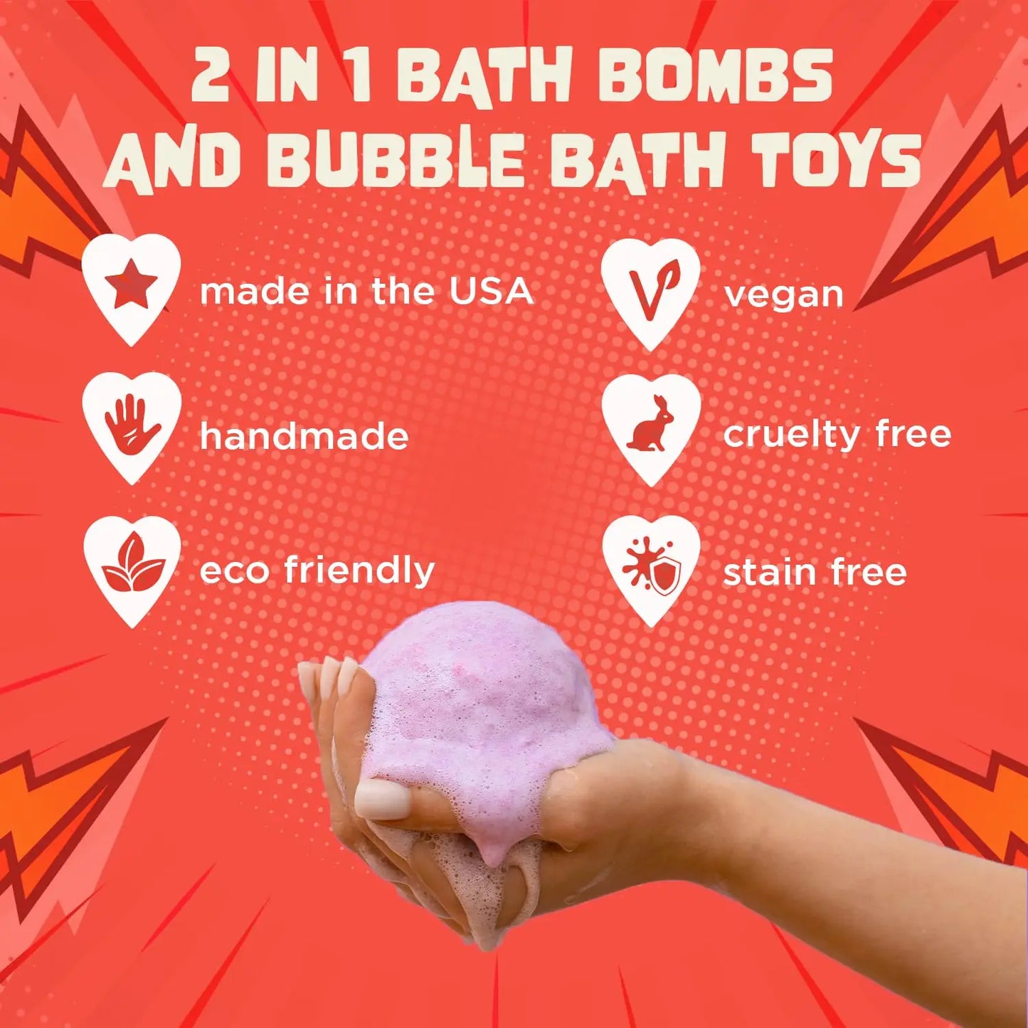 Superhero Bath Bombs for Kids with Surprise Toys Inside, Fruity Scent, USA Made, 1 Pack