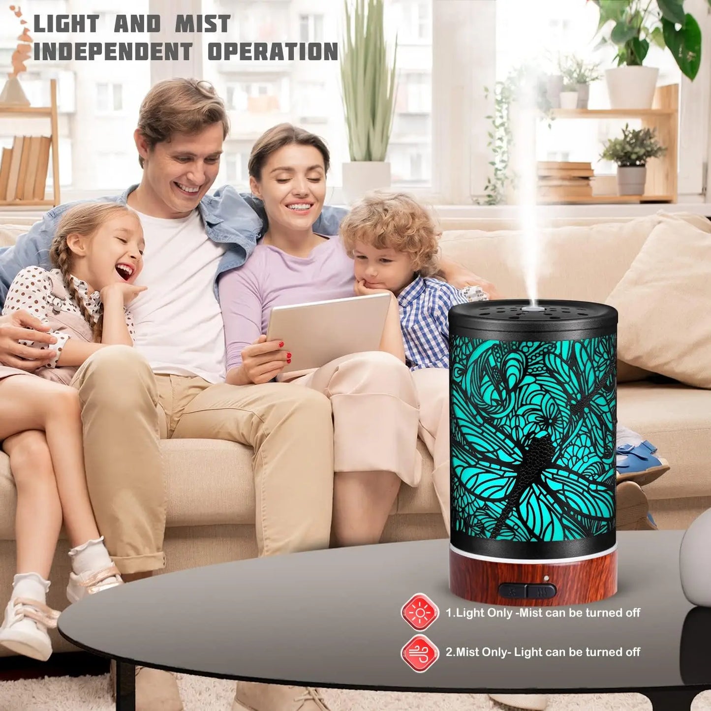 Essential Oil Diffuser Cool Mist Humidifier with 7 Colors Lights, Waterless Auto Shut Off, Whisper Quiet Ultrasonic Aromatherapy