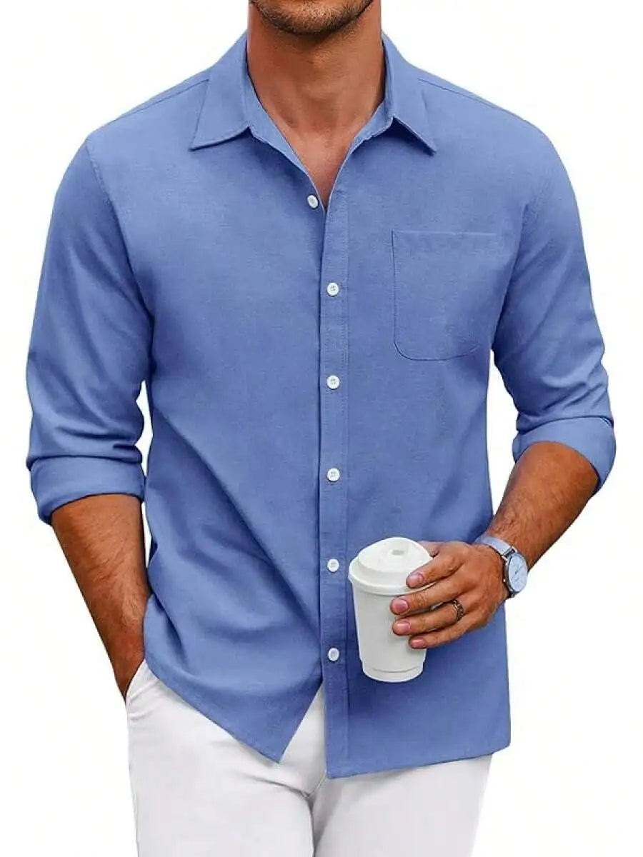 Mens Oxford Shirt Long Sleeve Button Down Casual Dress Shirt Regular Fit