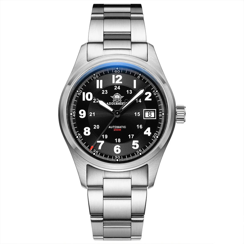 Addiesdive Automatic Watch Mens 200m Luminous Sapphire Glass