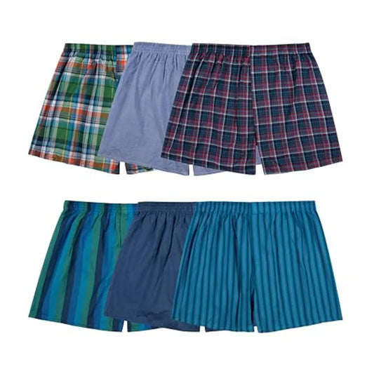 Men's Tag Free Woven Boxer Shorts Moisture Wicking Relaxed Fit