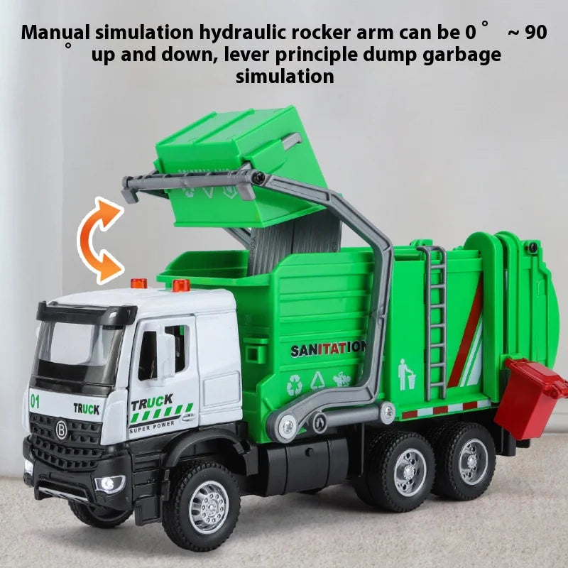 Diecast Garbage Truck Toy With Lights Sounds And Recycling Features