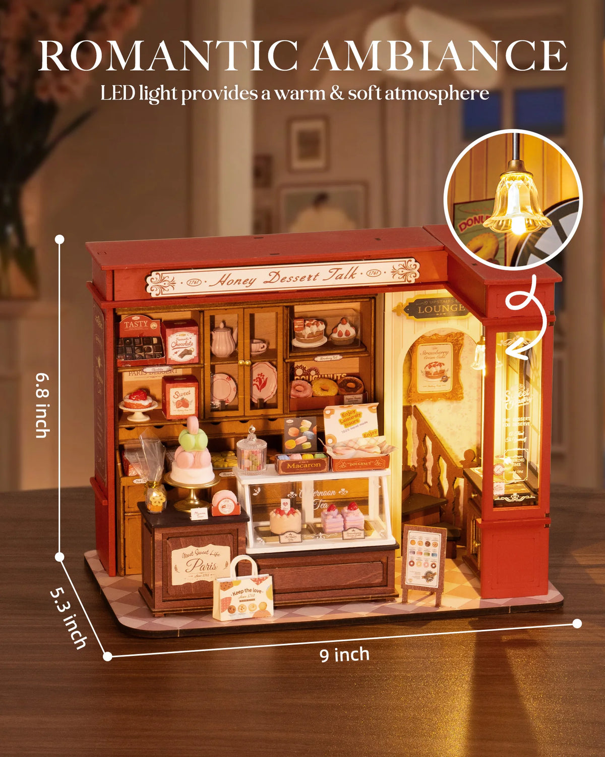 Rolife DIY Miniature House Kit Honey Dessert Talk 3D Puzzle Dollhouse Building Model Kit Home Desk Decor Gift for Adult Friends