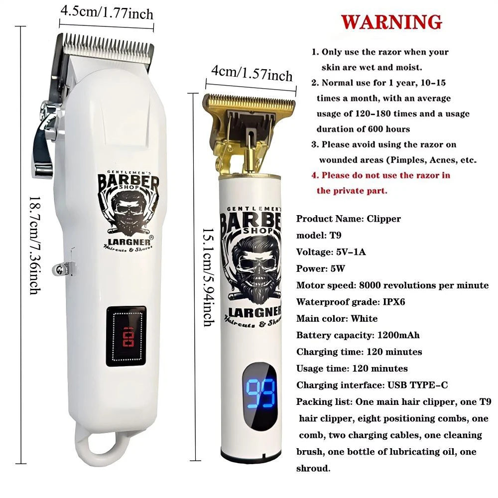 Largner Hair Clipper And Shaver With Ceramic T Blade And 8 Guide Combs
