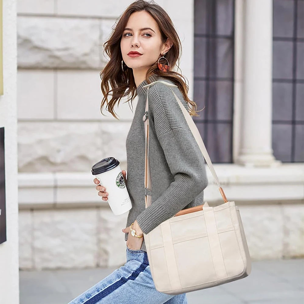 Canvas Tote Bag With Pockets Large Capacity For Daily Use