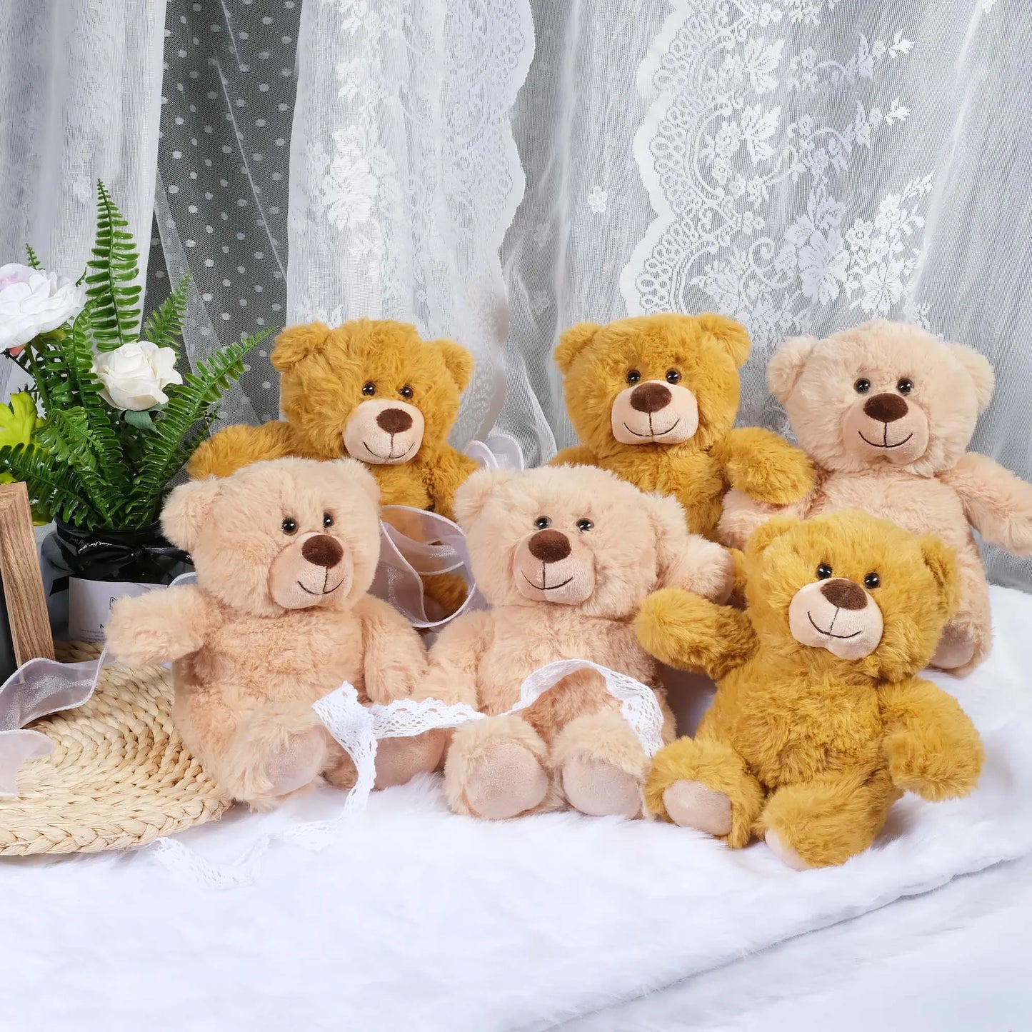 6 Pack 8'' Teddy Bear Stuffed Animals Teddy Bear Plush Toy, Birthday Gifts for Kids Boy Girl Toddlers Baby Shower Christmas Gift