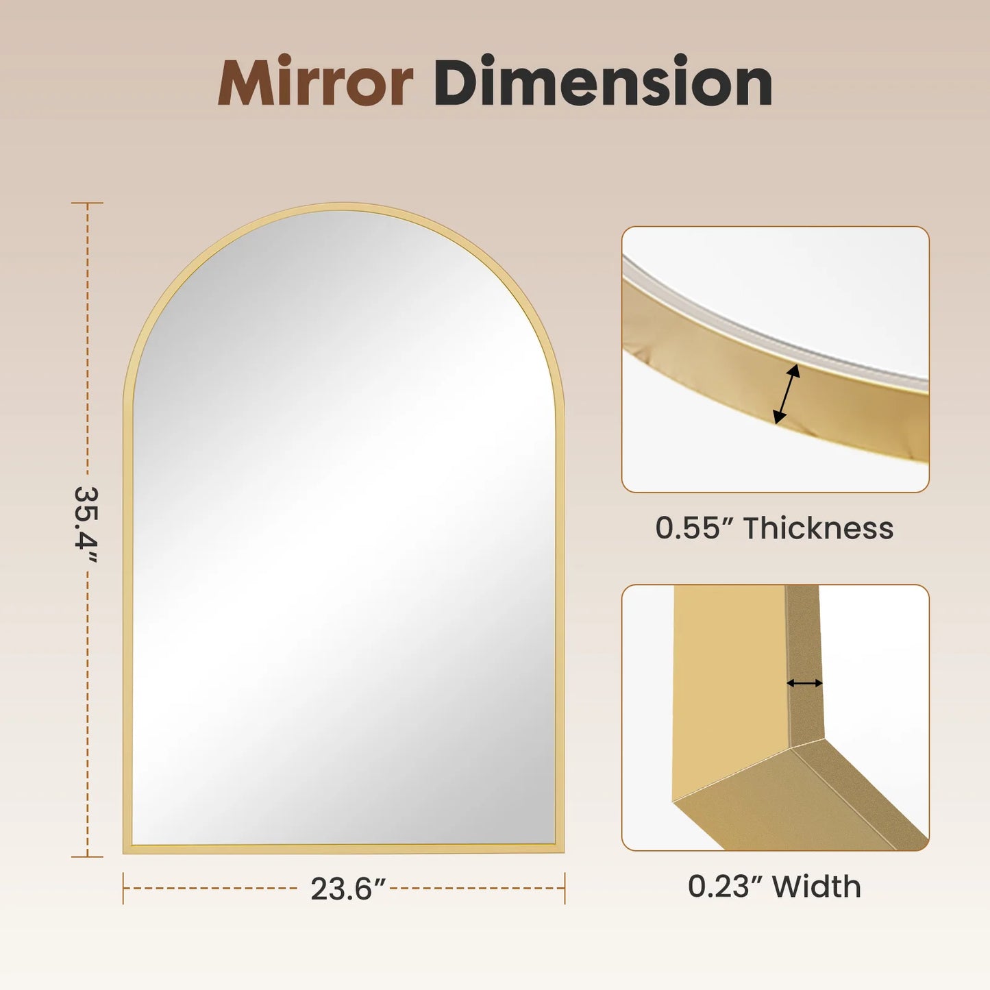 JHK Arched Metal Framed Bathroom Mirror Wall Decor