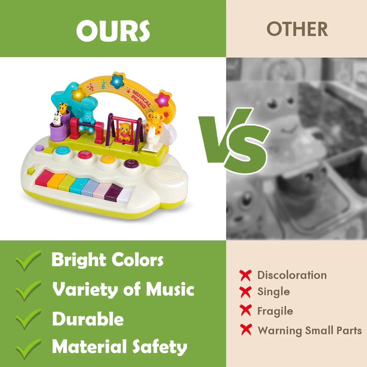 aby Piano Toys for 1+ Years Old Birthday Gifts Animal Light Up Musical Toy Music Toy Instruments Piano Keyboard Toy for Toddlers Infant Learning Educational Interactive Toys 3+ Months