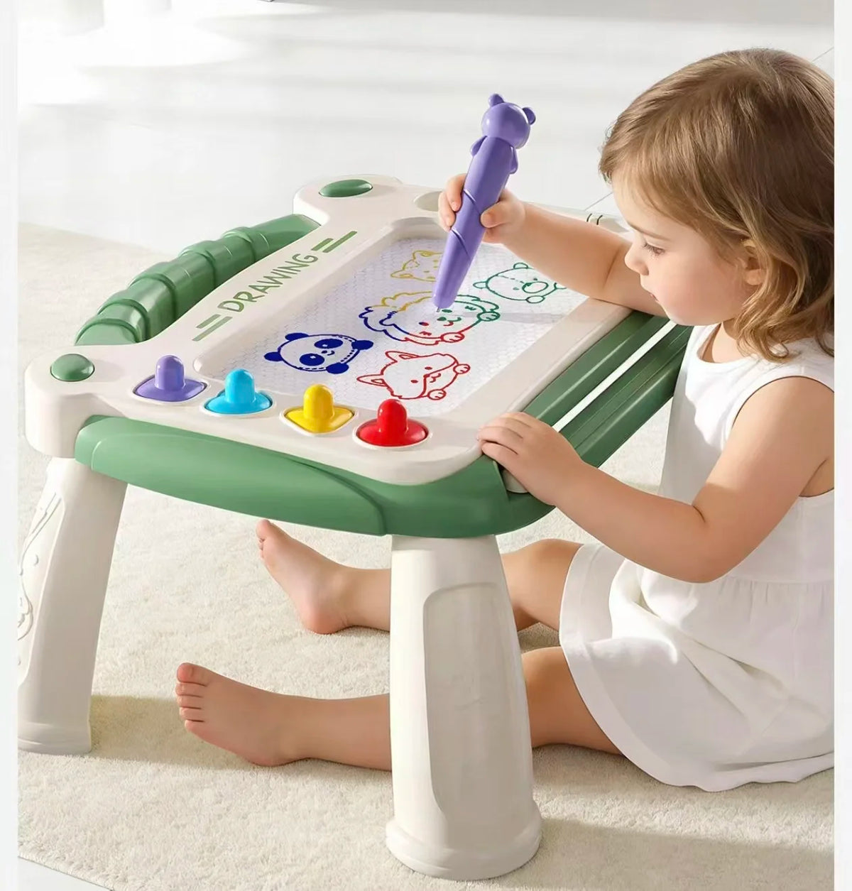 Toddler Magnetic Drawing Table Board, Erasable Kids Graffiti Writing Sketch Pad with Stamps & Pen, Portable Educational Drawing Toy, Perfect Children Holiday Birthday Gift