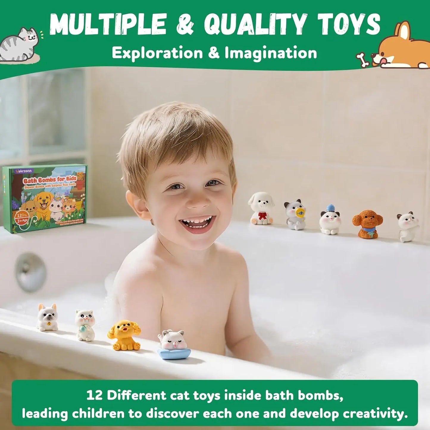 Bath Bombs for Kids with Surprise Toys Inside, 12 Pcs Natural Safe Bathbombs for Sensitive Skin, Fun Fizzies Gift for Boys Girls