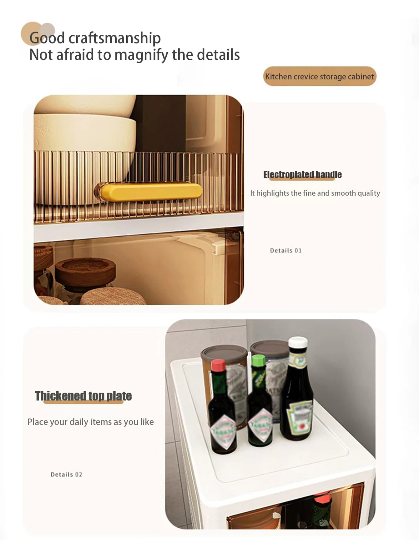Gap Storage Cabinet Ultra Thin Organizer For Kitchen And Bathroom