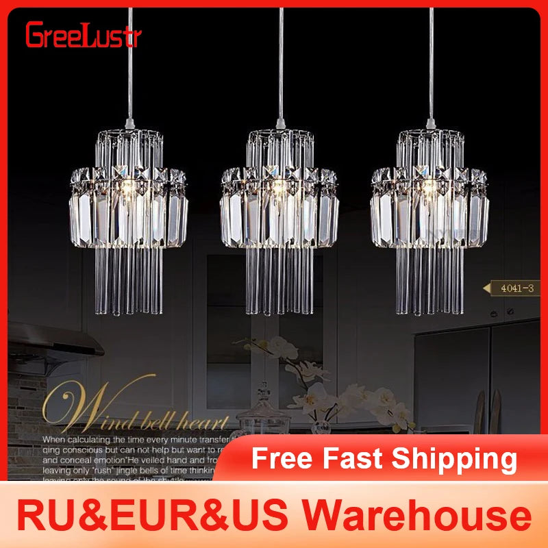 GreeLustr Crystal LED Chandelier Modern Pendant Ceiling Lamp