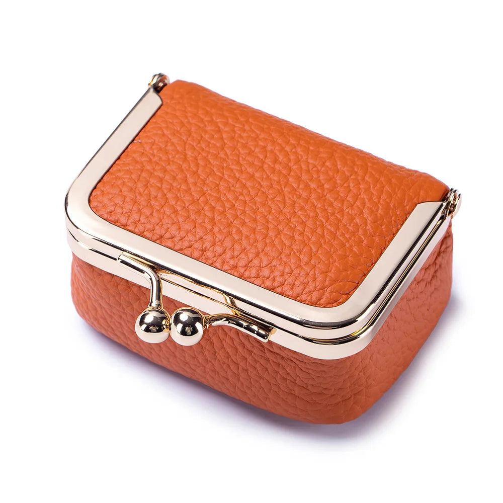 Mini Leather Coin Purse With Gold Clasp For Women Jewelry And Earphone Pouch
