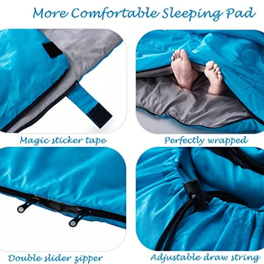 Double Sleeping Bag Sleeping Bag with 2 Pillows Queen Size XL Bag for 2 People Cold Warm Weather- 3 Seasons Waterproof Adults f