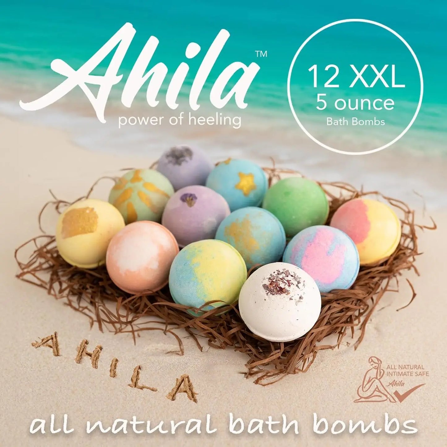 12 XXL Organic Bath Bombs Gift Set for Women Men Kids Long Lasting Floaters Relaxing Aromatherapy Pure Essential Oils Healing