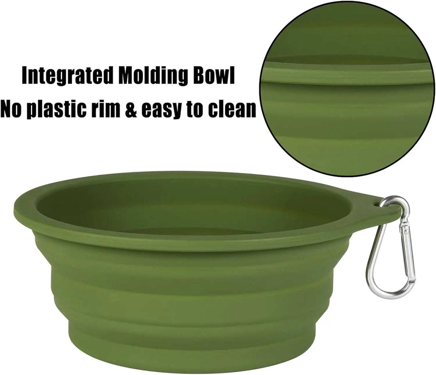 Two Pack 600ml Collapsible Dog Bowls No Rim Portable Travel