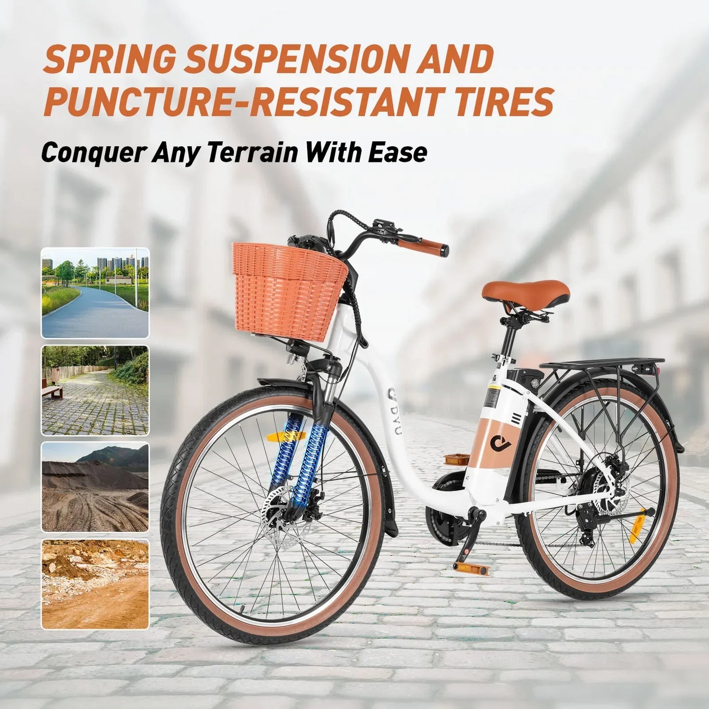 DYU C6 pro Adult Electric Bicycle, 26 Tire  Electric Bike  250W motor city ebike, 36V 15.6AH E-bike,